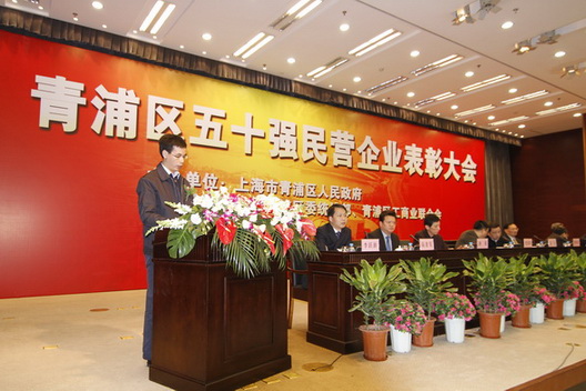 我公司榮獲“青浦區(qū)2007—2009年度五十強(qiáng)民營企業(yè)”稱號(圖1)